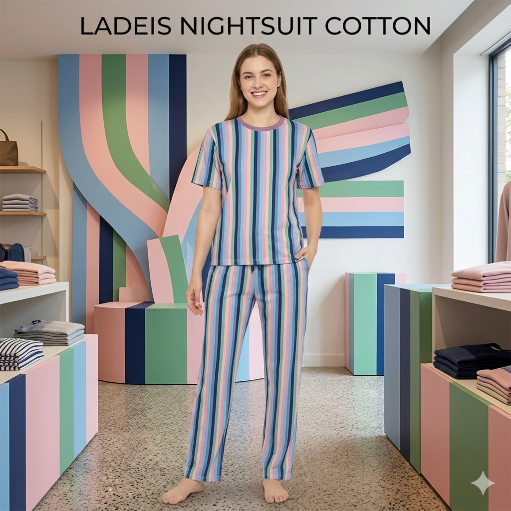 Ladies Premium Cotton Night Suit – Soft & Comfortable Sleepwear