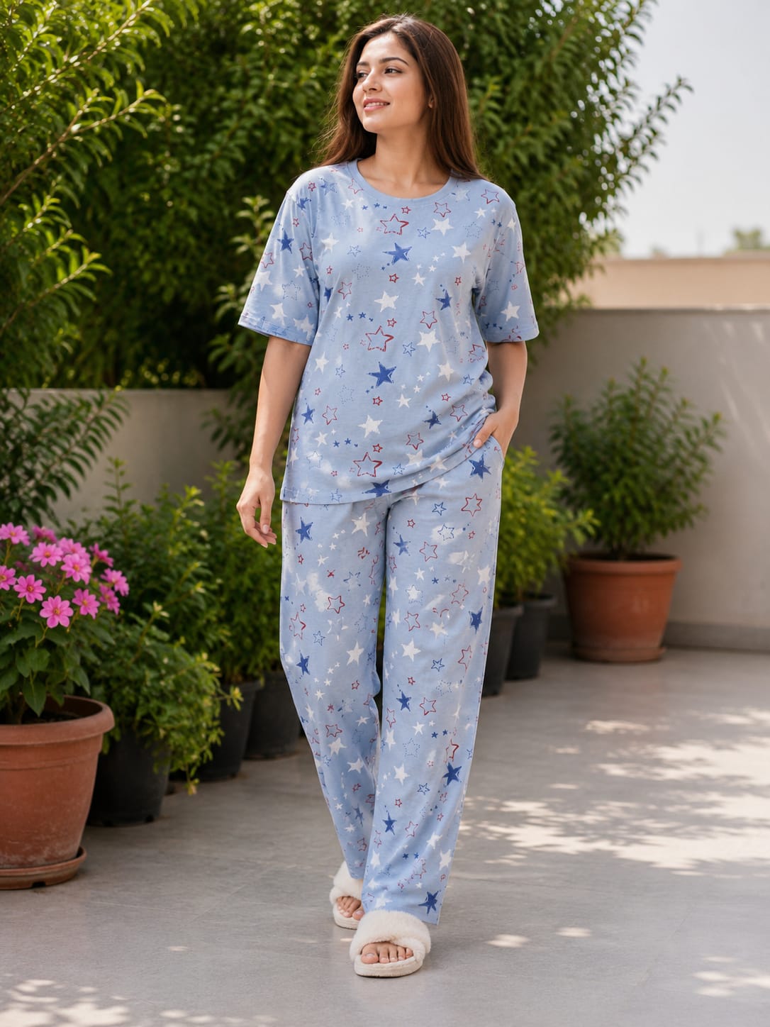 Ladies Premium Cotton Night Suit – Soft & Comfortable Sleepwear