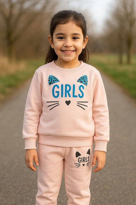 "Cozy & Stylish: Girls Fleece Tracksuit"