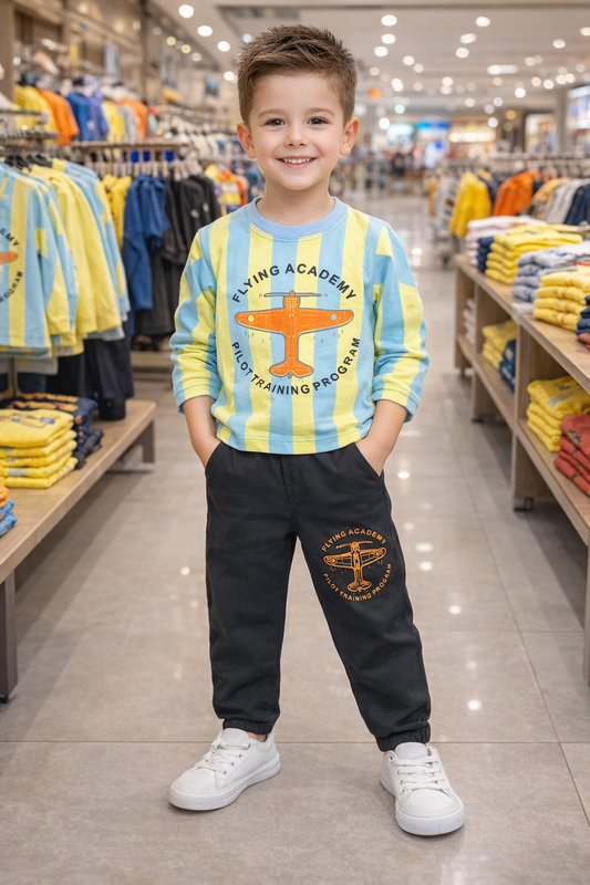 ✈️ Flying Academy Striped Kids Summer Set