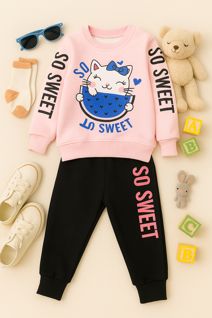 Girls So Sweet Cat Fleece Tracksuit