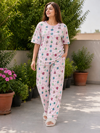 Ladies Premium Cotton Night Suit – Soft & Comfortable Sleepwear