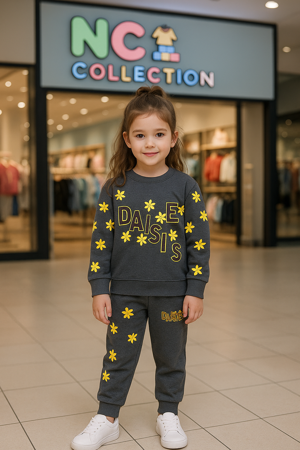 Girls Daisy Floral Fleece Tracksuit