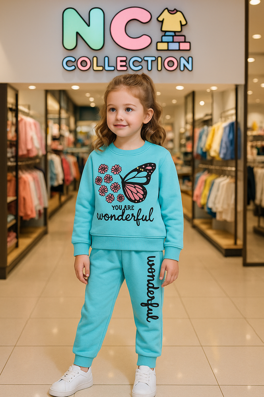 Girls Butterfly Wonderful Fleece Tracksuit