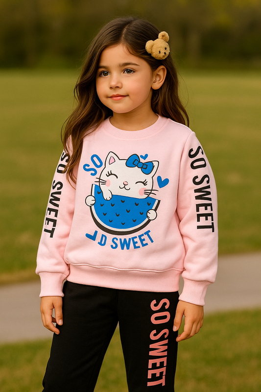 Girls So Sweet Cat Fleece Tracksuit