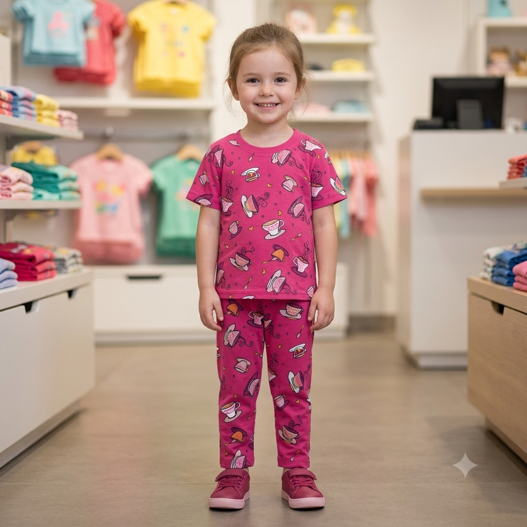 Kids Cute Printed Night Suit – Soft & Comfortable Sleepwear for Girls