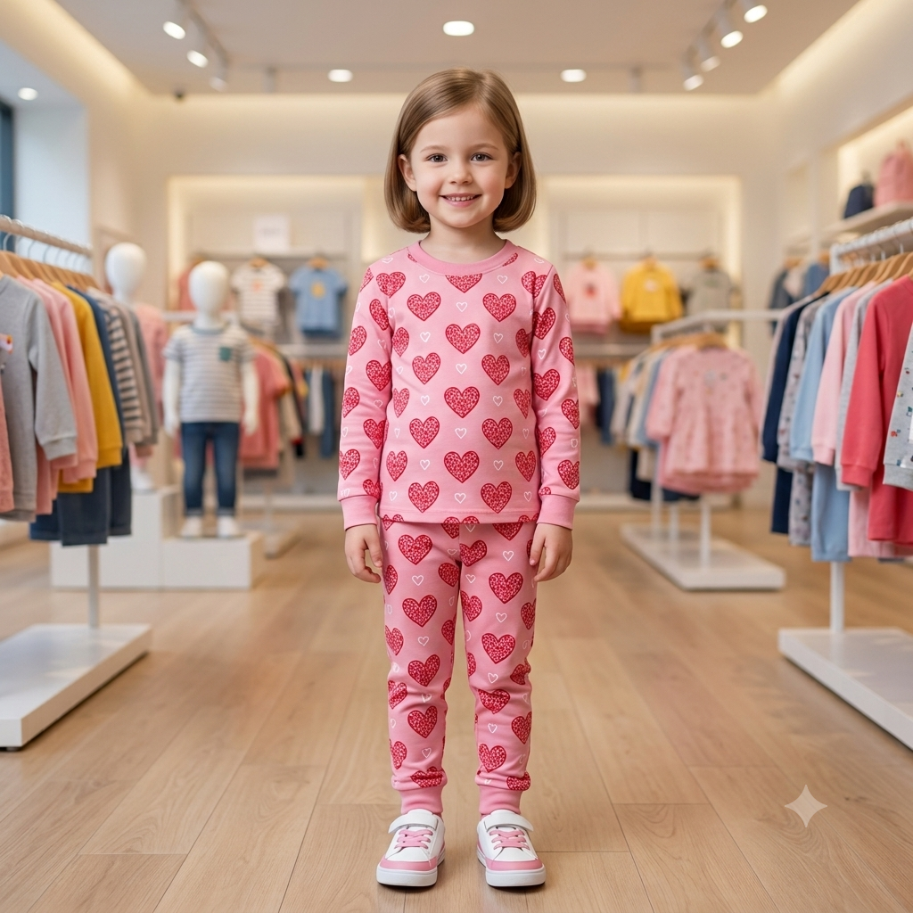 Kids Cute Printed Night Suit – Soft & Comfortable Sleepwear for Girls