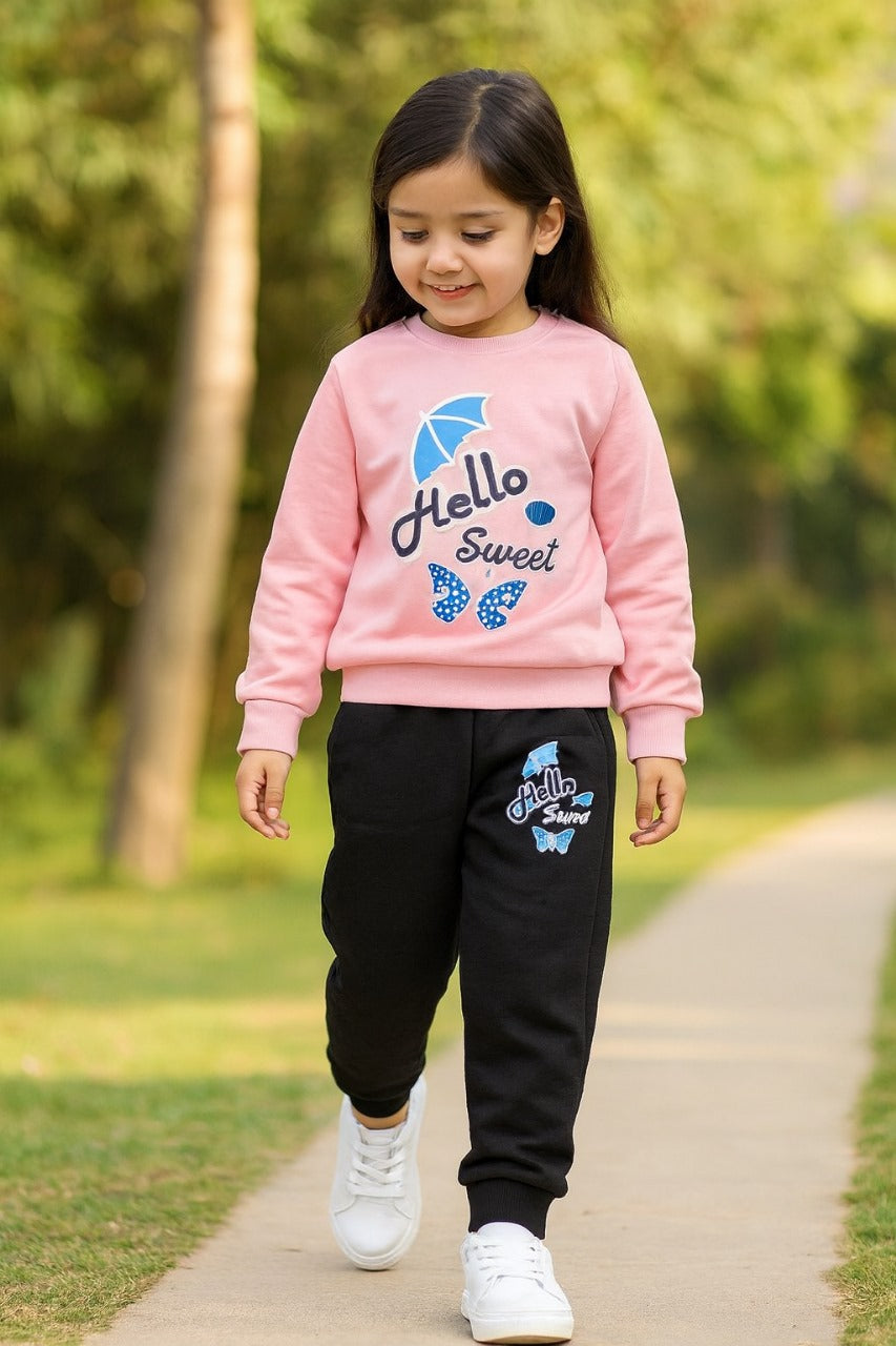 “Cozy & Stylish: Girls Fleece Tracksuit"