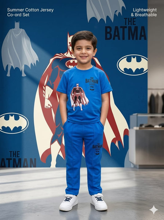 Boys Blue Batman Summer Tracksuit – Soft Cotton 2PC Set | NCCOLLECTION