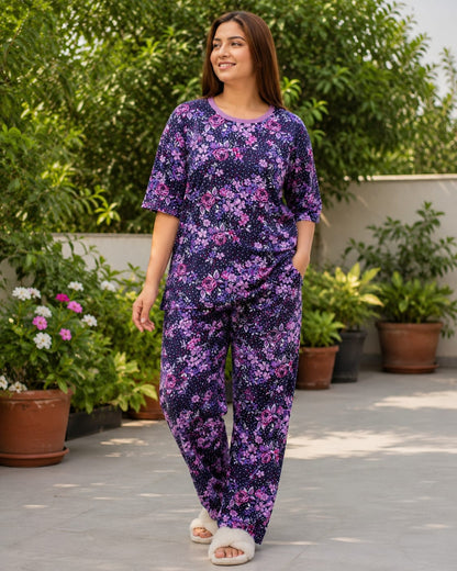 Ladies Premium Cotton Night Suit – Soft & Comfortable Sleepwear