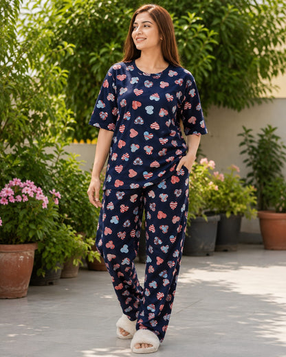 Ladies Premium Cotton Night Suit – Soft & Comfortable Sleepwear