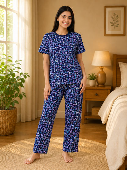 Ladies Premium Cotton Night Suit – Soft & Comfortable Sleepwear