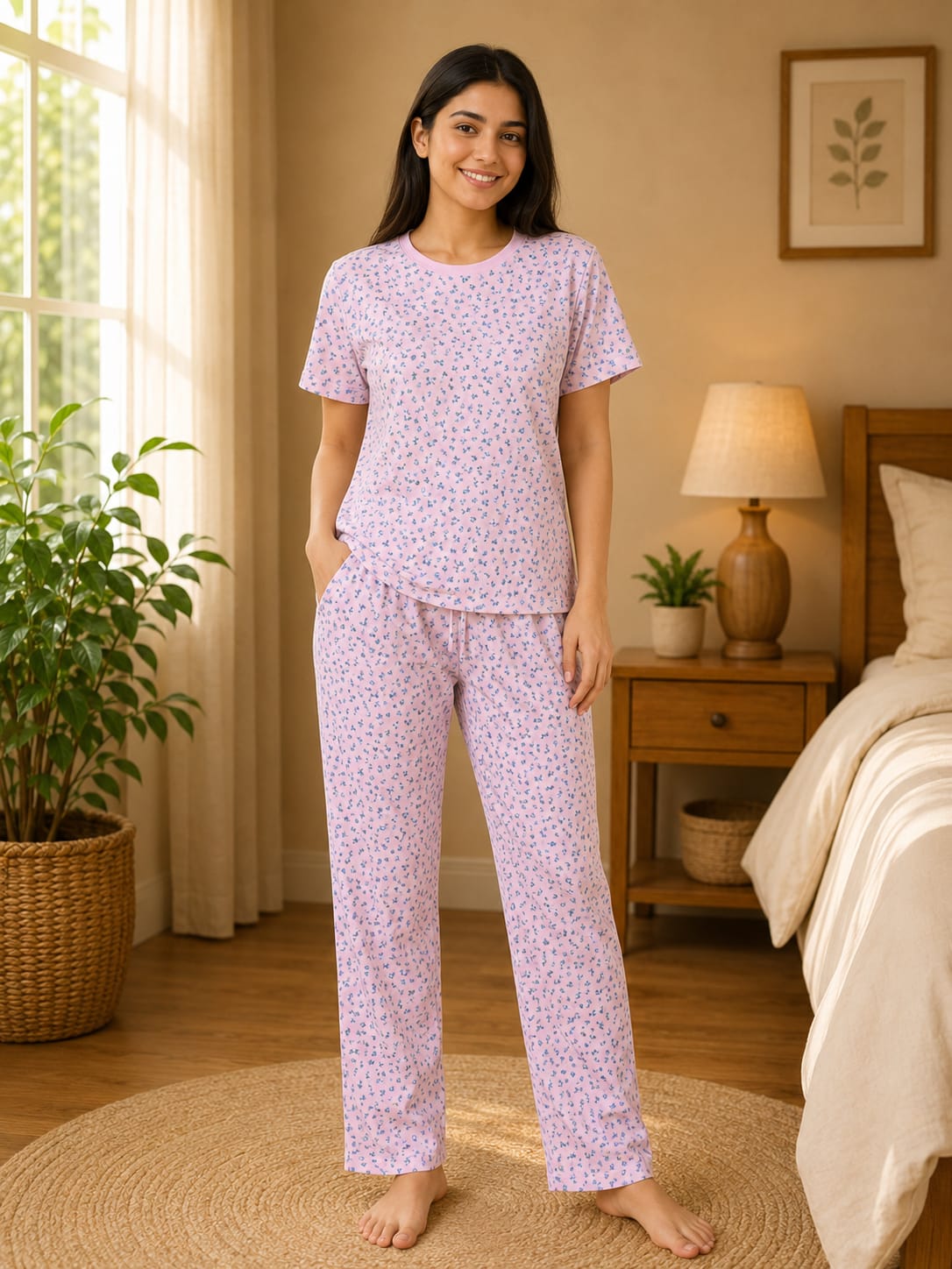 Ladies Premium Cotton Night Suit – Soft & Comfortable Sleepwear