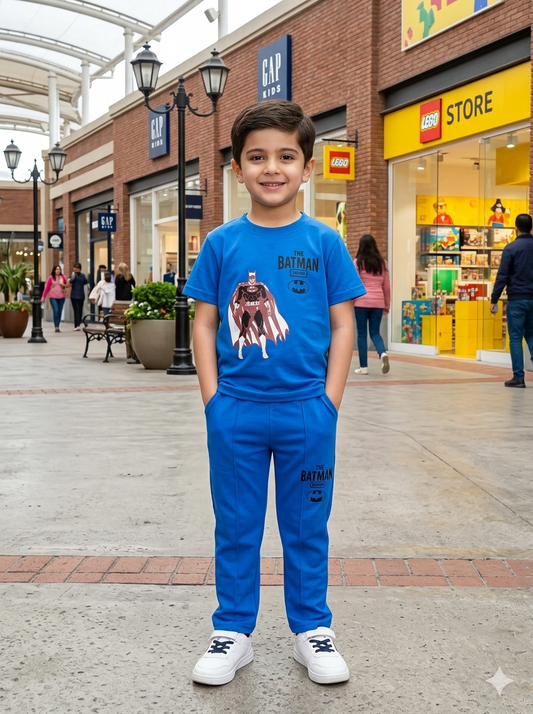 Boys Blue Batman Summer Tracksuit – Soft Cotton 2PC Set | NCCOLLECTION