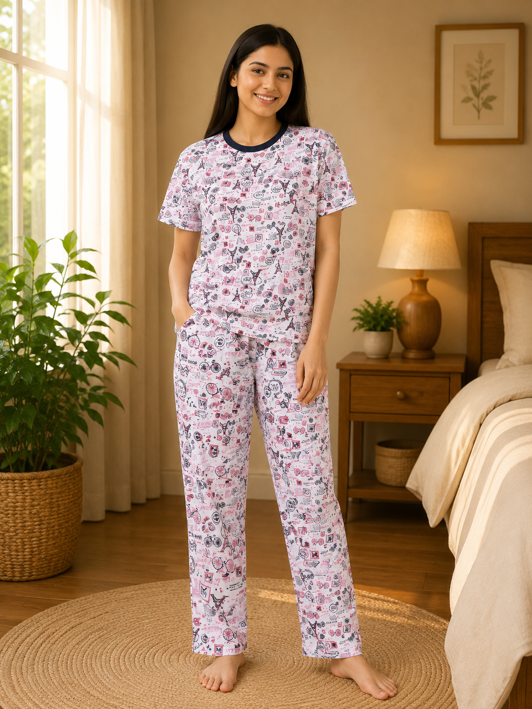 Ladies Premium Cotton Night Suit – Soft & Comfortable Sleepwear