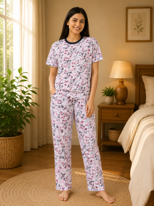 Ladies Premium Cotton Night Suit – Soft & Comfortable Sleepwear