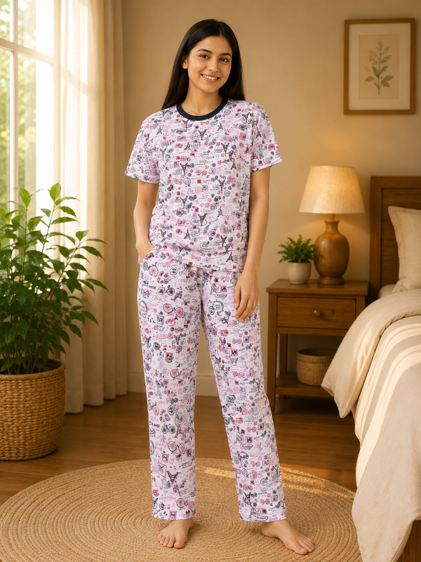 Ladies Premium Cotton Night Suit – Soft & Comfortable Sleepwear